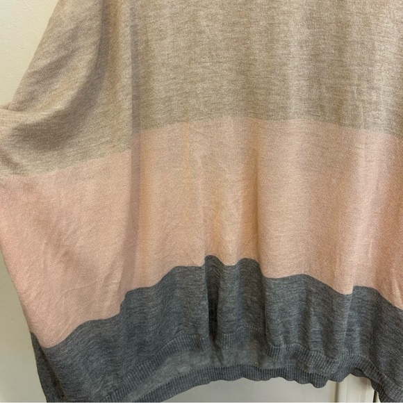 Calvin Klein Oversized Turtleneck Cape Sweater White Tan Pink Gray Stripe S/M - Picture 3 of 8